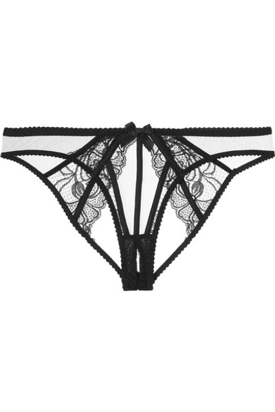 Shop Agent Provocateur Rozlyn Cutout Leavers Lace And Stretch-tulle Briefs In Black