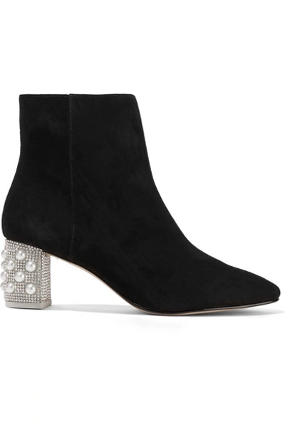 Shop Sophia Webster Toni Embellished Leather Ankle Boots In Black
