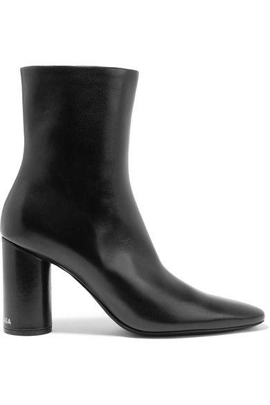 shiny black ankle boots