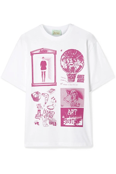 Shop Aries Zine Printed Cotton-jersey T-shirt In White