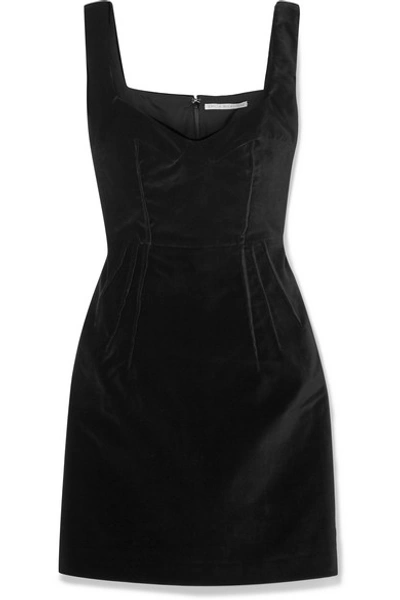 Shop Emilia Wickstead Judita Cotton-velvet Mini Dress In Black