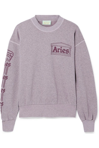 Shop Aries Column Printed Mélange Cotton-jersey Sweatshirt In Antique Rose