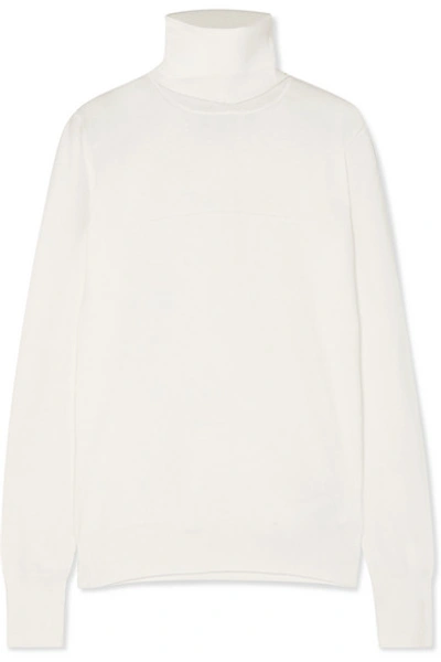 Shop Mm6 Maison Margiela Knitted Turtleneck Sweater In White