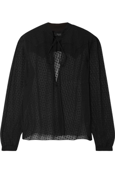 Shop Amiri Fil Coupé Silk-chiffon Blouse In Black
