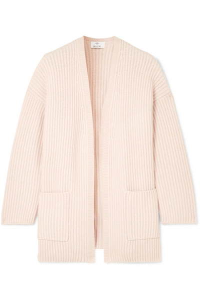 Shop Allude Oversized Ribbed Cashmere Cardigan In Pastel Pink