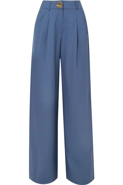 Shop Rejina Pyo Eddie Wool Wide-leg Pants In Blue