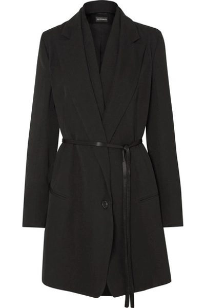 Shop Ann Demeulemeester Layered Satin-trimmed Wool And Cotton-blend Coat In Black