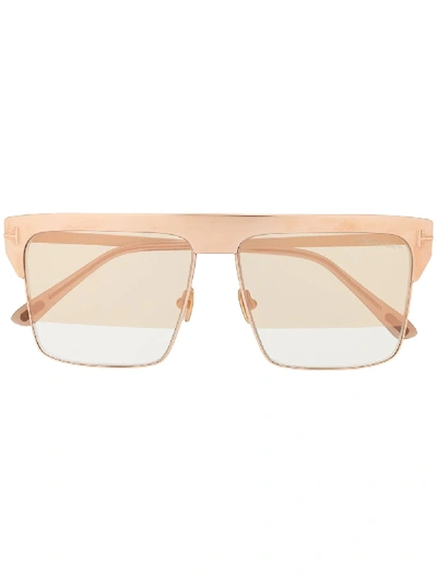 Shop Tom Ford Square Frame Sunglasses In Gold