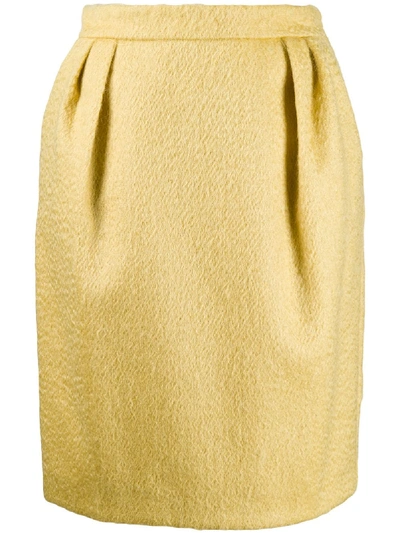 Shop Max Mara Textured Short Skirt In Yellow