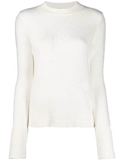 Shop Max Mara Crew Neck Knit Sweater In White