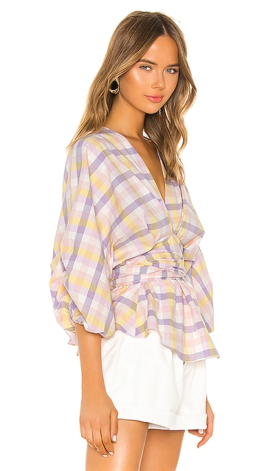 Shop Paper London Kaia Blouse In Pastel Seersucker