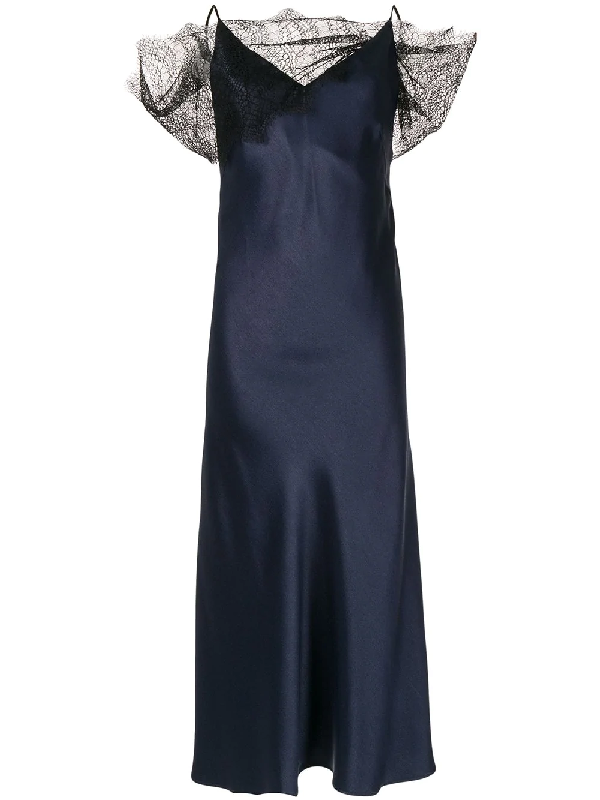 Christopher Esber Lace Embellished Textured Dress In Blue | ModeSens