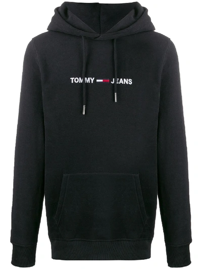 Shop Tommy Jeans Kapuzenpullover Mit Logo-stickerei In Black