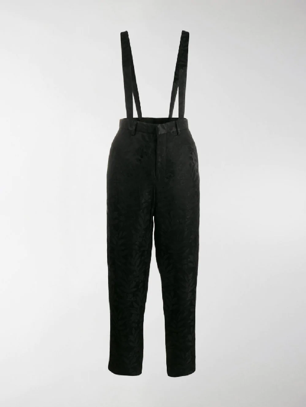 black cropped dungarees