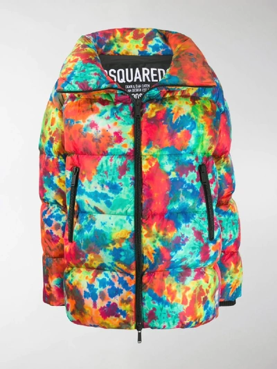 Shop Dsquared2 Printed Puffer Jacket In Red