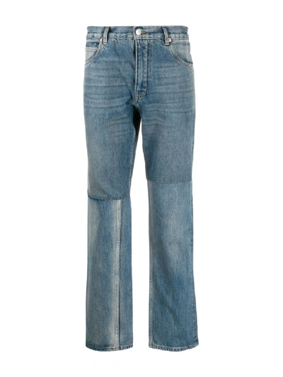 Shop Martine Rose Panelled Straight-leg Jeans In Blue