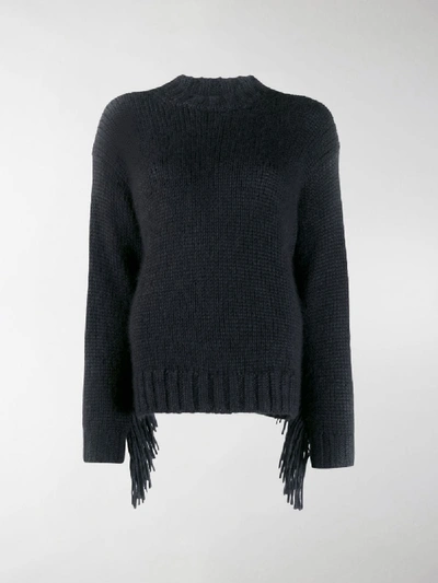 Shop Alanui Fringed Sweater In Black