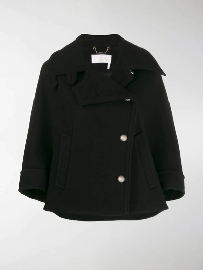 Shop Chloé Cape Style Short Jacket In Black