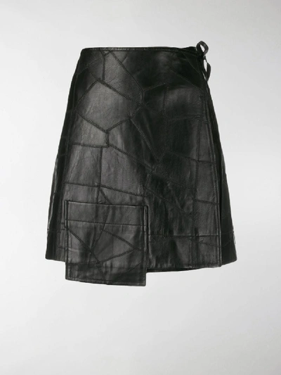 Shop Ganni Croc Effect Skirt In Black