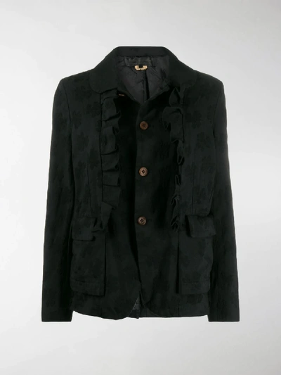 Shop Comme Des Garçons Comme Des Garçons Ruffled Trim Jacket In Black