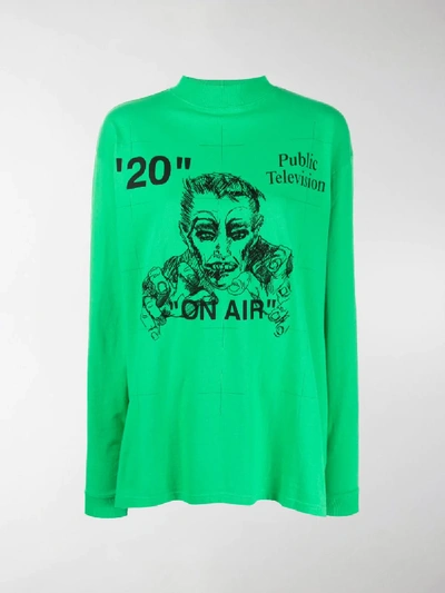 Shop Off-white Public Television Top In Green