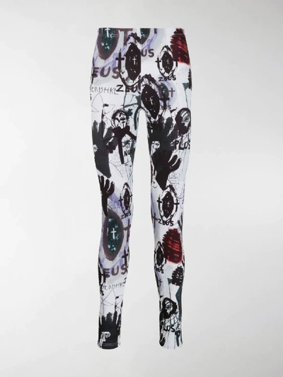 Shop Comme Des Garçons Homme Deux Graphic Print Leggings In Black