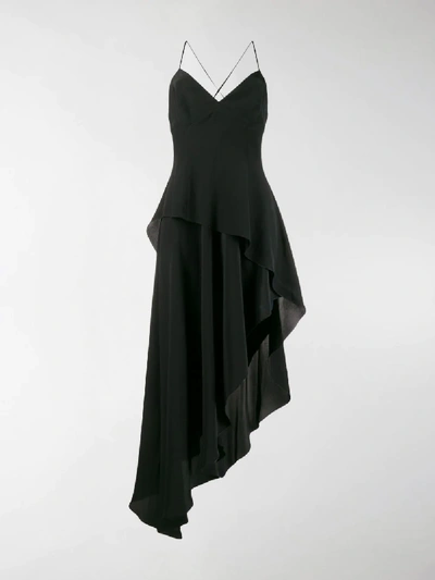 Shop Amiri Crepe De Chine Long Dress In Black