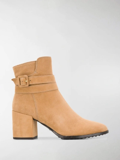 Shop Tod's Buckle 75mm Ankle Boots In Neutrals