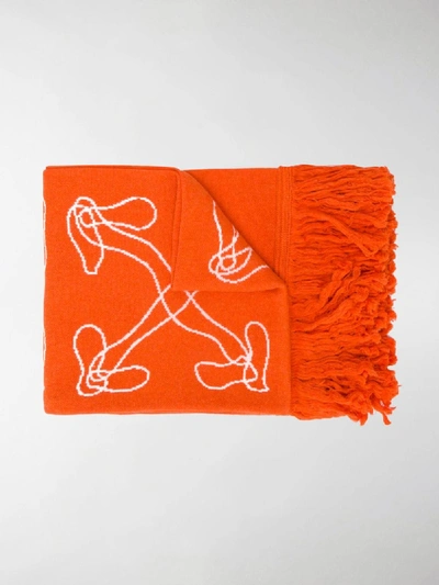 Shop Off-white Abstract Arrow Scarf In Orange