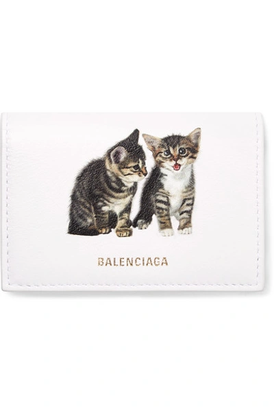 Shop Balenciaga Ville Mini Printed Leather Wallet In White