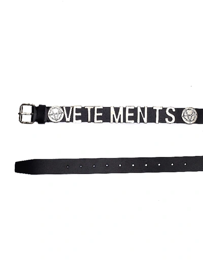 Shop Vetements Black Leather Logo Belt