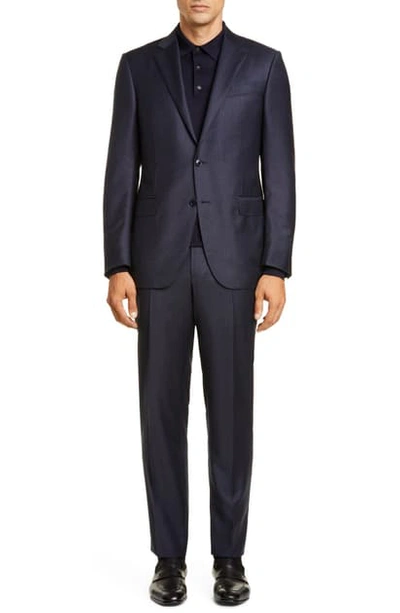 Shop Ermenegildo Zegna Manhattan Achillfarm Classic Fit Plaid Wool & Silk Suit In Navy