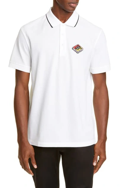 Shop Burberry Aiden Polo In White