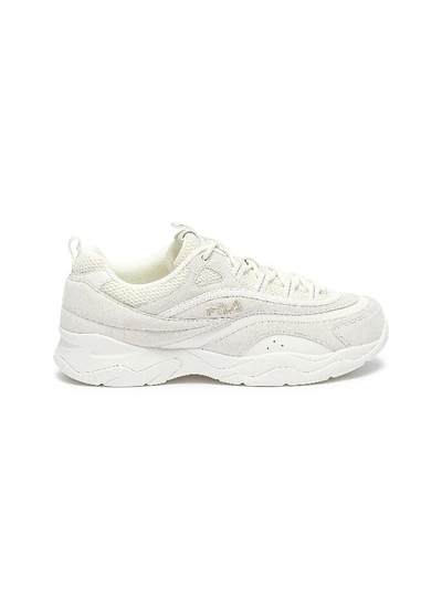 Shop Fila 'ray' Chunky Outsole Panelled Sneakers In White