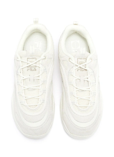 Shop Fila 'ray' Chunky Outsole Panelled Sneakers In White