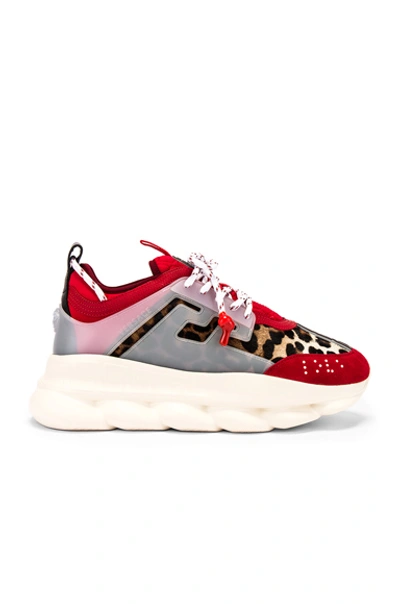 Shop Versace Chain Reaction Sneaker In Animal Print,red,white