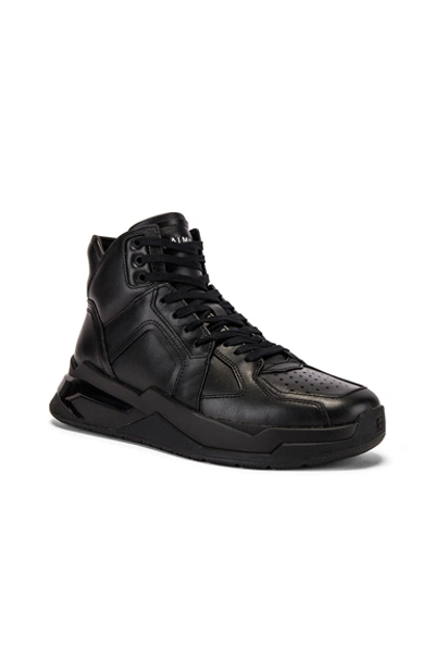 Shop Balmain B-ball Leather Sneaker In Noir & Noir