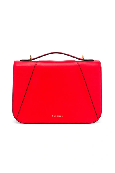Shop Versace Leather Tribute Crossbody Bag In Red In Red & Gold