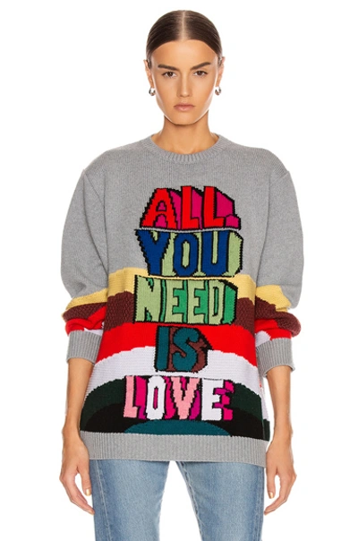 Shop Stella Mccartney All You Need Is Love Sweater In Abstract,gray In Grey Multicolor