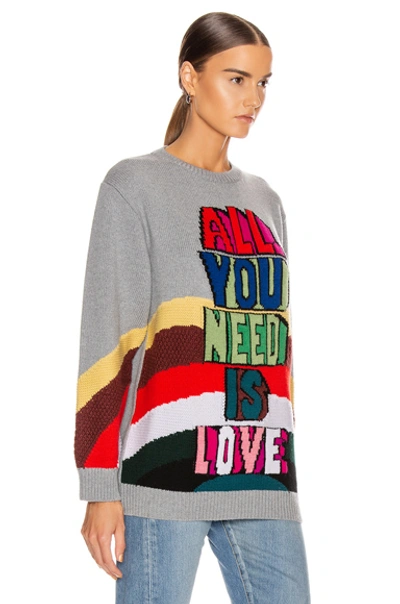 Shop Stella Mccartney All You Need Is Love Sweater In Abstract,gray In Grey Multicolor