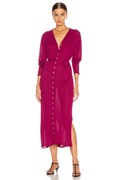 Shop Lemaire Cardigan Dress In Magenta