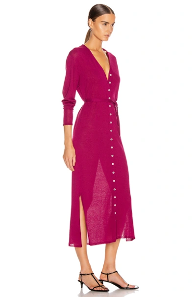 Shop Lemaire Cardigan Dress In Magenta