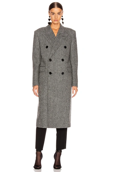 Shop Saint Laurent Oversized Coat In Black & White