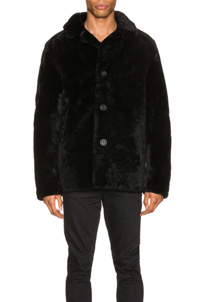 Shop Yves Salomon Merinos Lamb Coat 羊皮外套 In Black