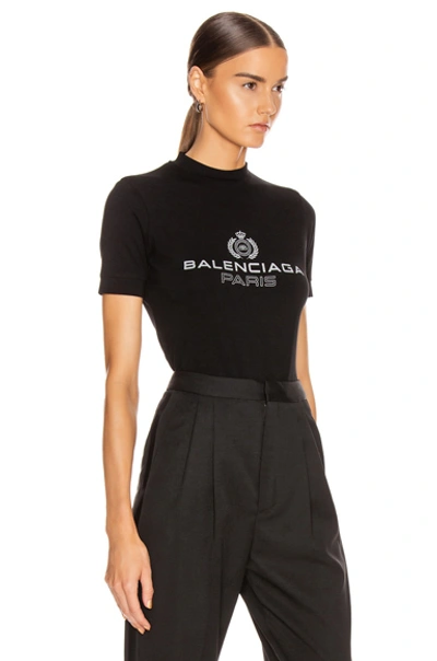 Shop Balenciaga Paris Laurel Fitted T Shirt In Black