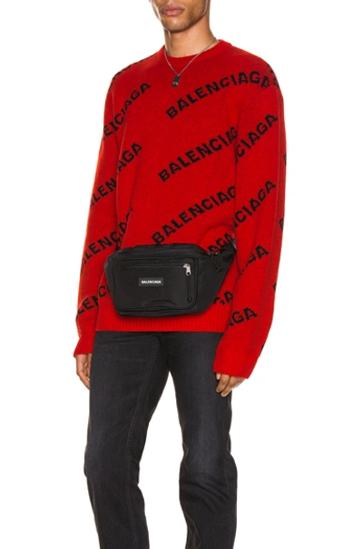 Shop Balenciaga Long Sleeve Crewneck In Red & Black