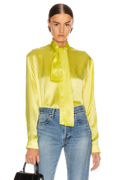 Shop Balenciaga Scarf Blouse In Citrus Yellow