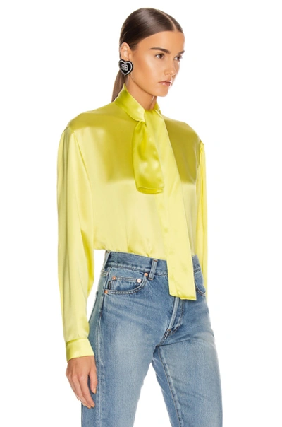 Shop Balenciaga Scarf Blouse In Citrus Yellow