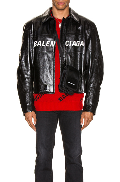 balenciaga new classic moto leather jacket