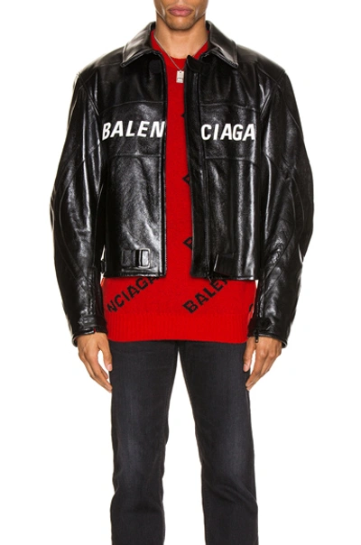 Shop Balenciaga Biker Jacket In Black